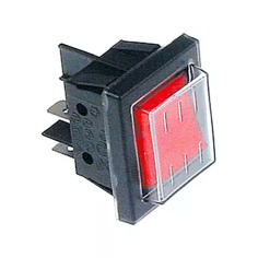 interruptor basculante 30x22mm rojo 2NO 250V 16A Prot. Goma