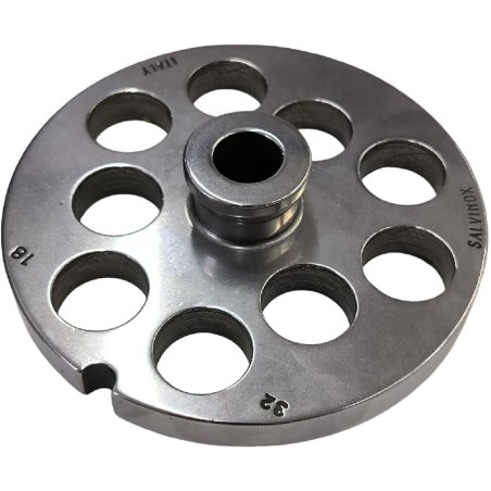 Meat grinder plate 32 Drill 18mm with pivot 1 notch Stainless Steel Enterprise Salvinox Italy
