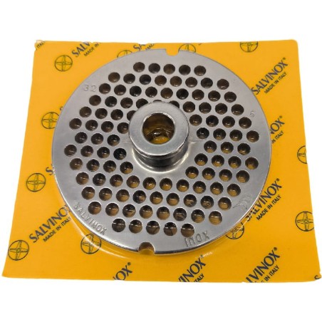 Shredder Plate 32 Drill 6mm with Pivot 2 Notches Stainless Steel Enterprise Salvinox Salvador Italy