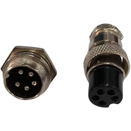 Conector GX16 16mm 5 pinos macho fêmea