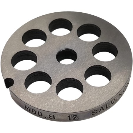 Placa Picadora de carne 8 taladro 12mm sin pivote 1 muesca Inoxidable Enterprise Salvador Salvinox Italy