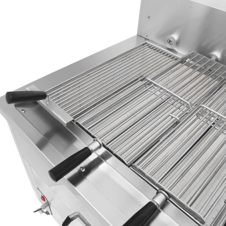Horizontal charcoal grill with 8 skewers