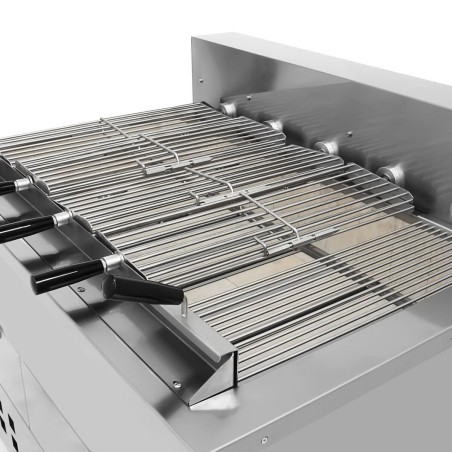 Horizontal charcoal grill with 5 skewers