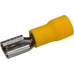 conector Faston fêmea tamanho 6,3x0,8mm 4,0-6,0mm² UE 100 pçs isol. PVC Cu gal Sn amarelo