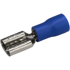 connecteur Faston femelle taille 6,3x0,8mm 1,5-2,5mm² UE 100 pcs isolation PVC Cu gal Sn bleu T max 75°C 550154