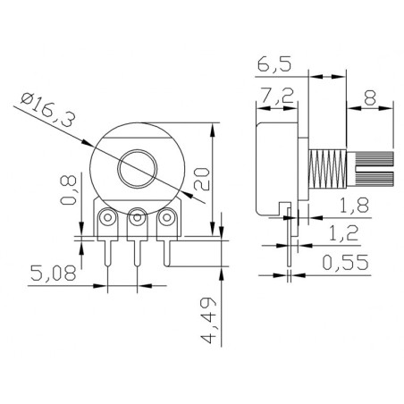 Potentiomètre B1K avec commande HI-600