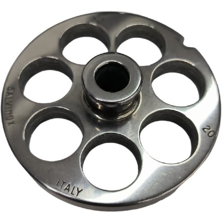 Placa Picadora de carne 22 Perfuração 20mm com pivô 1 Entalhe Inoxidável Enterprise Salvinox Salvador