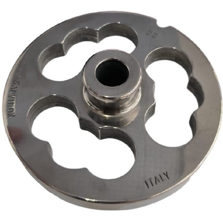 Meat grinder plate 22 drill 3 holes with pivot 1 notch Stainless Steel Enterprise Salvinox Salvador Italy