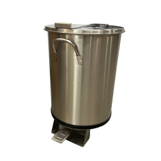 Conteneur en inox de 50 litres avec couvercle et roues avec pédale