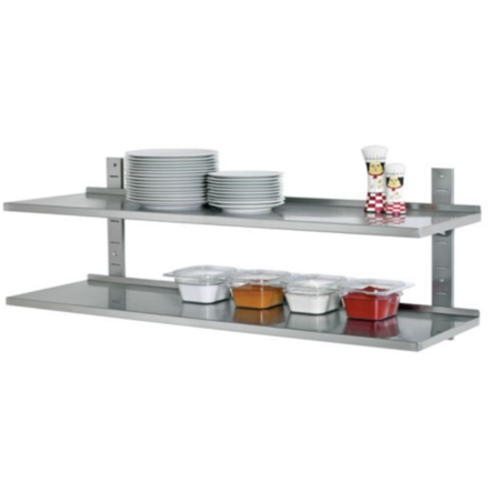 Wall shelf 1400mm two levels stainless steel