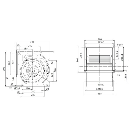 Ventilador centrífugo LKZ 9-9-4M 3/4 EFF sem aba