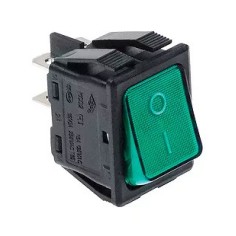 toggle switch 30x22mm green 2NO 250V 16A illuminated 0-I