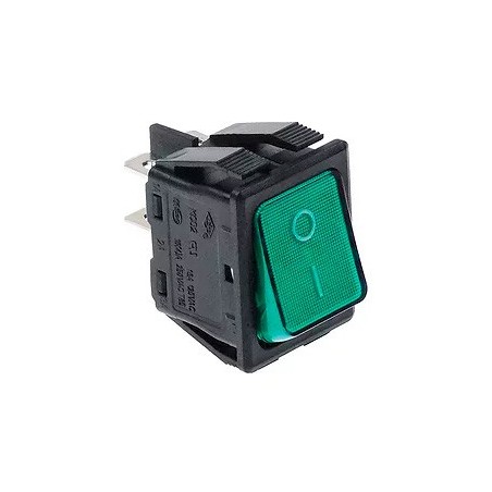 interrupteur basculant 30x22mm vert 2NO 250V 16A éclairé 0-I
