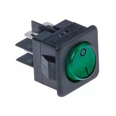 interruptor basculante 27,8x25mm verde 2NO 250V 16A iluminado 0-