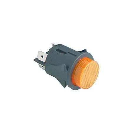 interruptor pulsante montagem ø 25mm amarelo 2NO 250V 16A iluminado emenda conector Faston 6,3mm