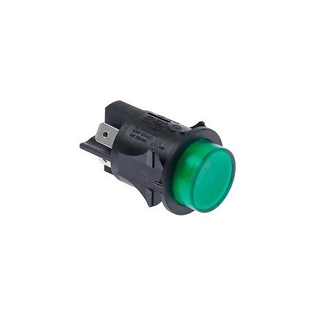 INTERRUPTOR PULSANTE MEDIDA DE MONTAJE 30X22mm REDONDO VERDE 2NO 250V 16A ILUMINADO 345161