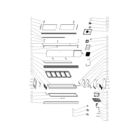 Tube de drainage vitrine RTS-44L RTS-64L RTS-84L RTS-104L 1.1.C.C45.03.15 nomenclature numéro 20