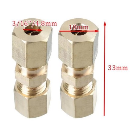 Conector de unión recta de tuberia 3/16" con anillo