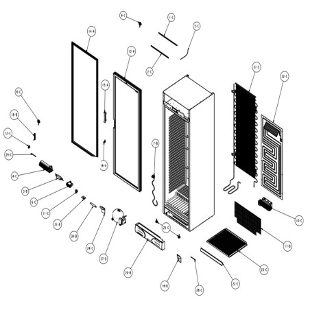 Evaporador Armário D372SC 20310090 470x1140mm Número de Despiece 204