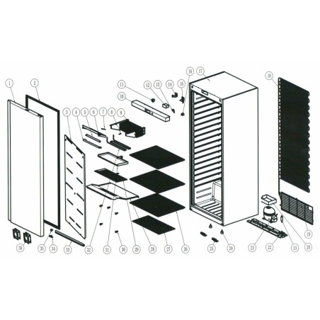 Junta de refrigerador FF400 FR400 preta imantada FR40.02