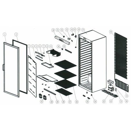 Junta de frigorífico FF600G FR600G gris puerta cristal imantada WR60G.02