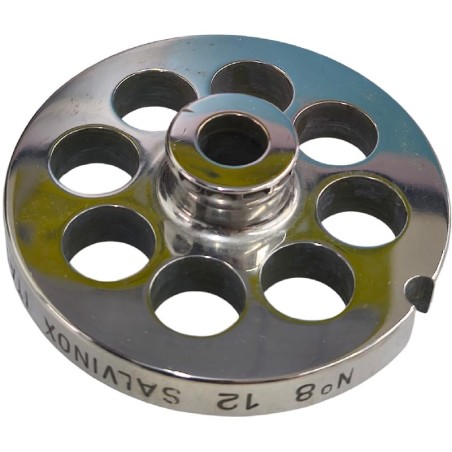 Placa Picadora de carne 8 taladro 12mm cin pivote 1 muesca Inoxidable Enterprise Salvador Salvinox Italy