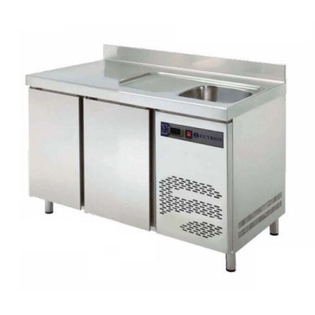 Mesa refrigerada con fregadero Fondo 600 TRS-150 F 2 puertas