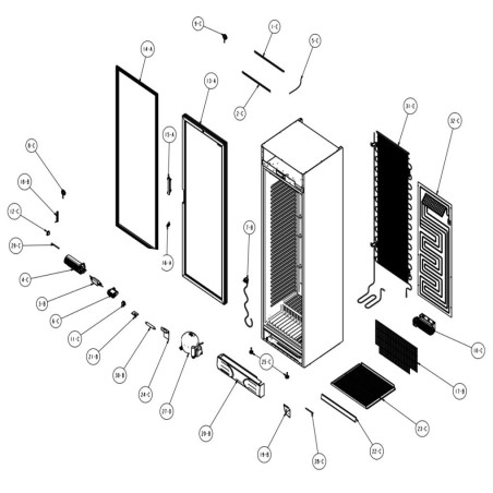 Porta completa armário refrigerado D372SC-M4 DIG 20000049616 590x1630mm