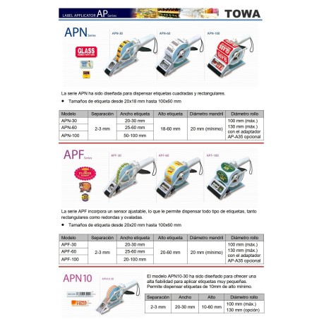 Aplicador manual de etiquetas APF-100 Towa