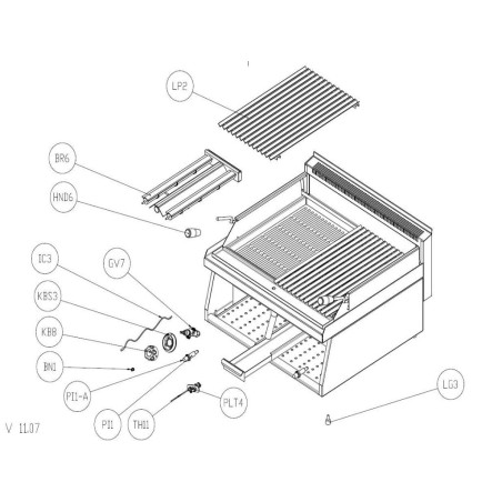Grille de barbecue type V OZTI Acier Inoxydable 2864.65400.IZ 51X35cm
