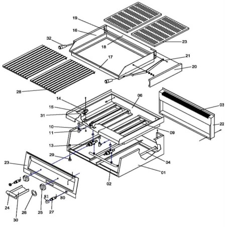 Grille de barbecue type V OZTI Acier Inoxydable 2864.65400.IZ 51X35cm