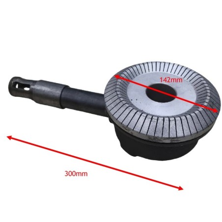 Quemador completo fogón 12KW H80mm L300mm Ø142mm Rosca M16 Paso 1,5