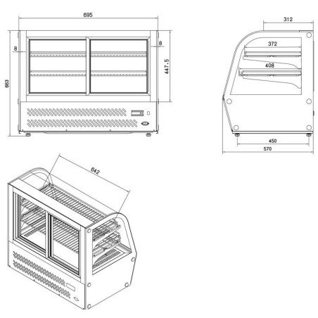 Vitrina fría sobremostrador VERS-120HC 115 Litros