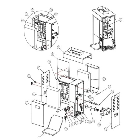 Pomo torrador HBV-1 Eixo Ø6mm L25mm fixação parafuso prisioneiro Despiece número 5