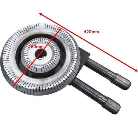 Queimador completo fogão 24KW H90mm L420mm Ø260mm Rosca M16 Passo 1,5