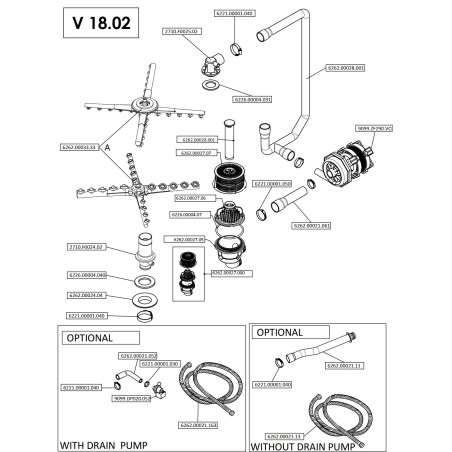 Tube formed dishwasher drain Ozti 6262.00021.11