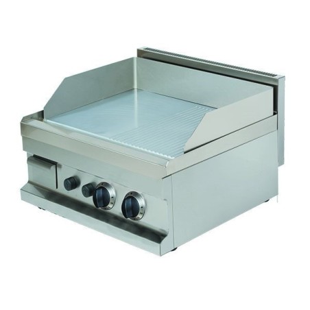 Fry-Top a gas doble Serie 600 GG606SG 600mm placa lisa-ranurada