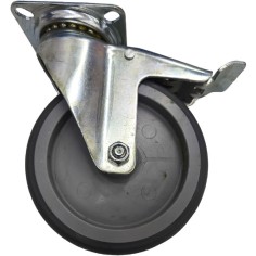 Roue pivotante avec frein en fibre ø 125mm H155mm fixation plaque 66x77mm Cuisine GR763