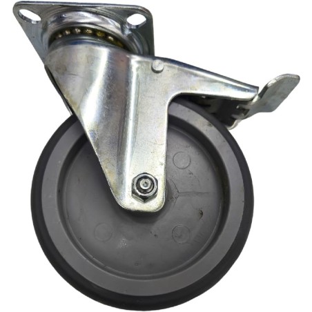 Roue pivotante avec frein en fibre ø 125mm H155mm fixation plaque 66x77mm Cuisine GR763