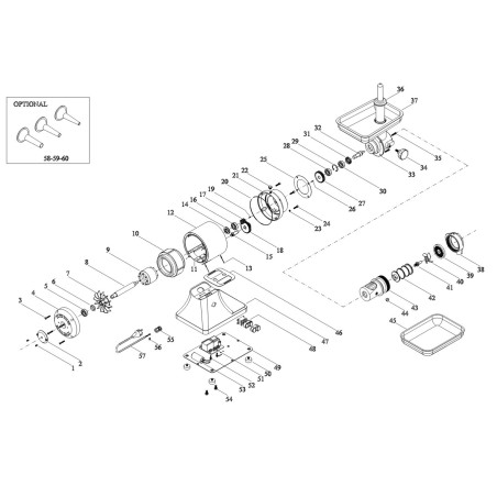 Screw cap for meat grinder TS 22 Fama F2195 breakdown 22