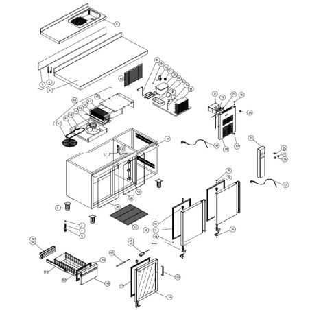 Evaporator TRS-117 Remote table 2 - 3 doors TRS-150 TRS-200 Eutron 19042802 622470 12045486