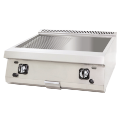 Fry-Top a gas doble Serie 600 DRNGI-8060ND 800mm placa lisa-ranurada