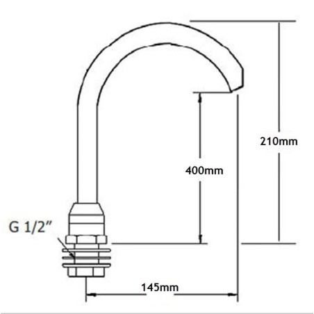 Pedal-operated faucet spout with 1/2" swivel thread for sink