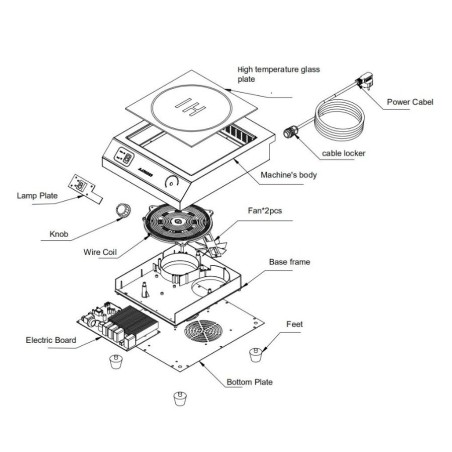 Módulo placa electrónica con ventiladores cocina de Inducción IC-1 C35 V2.0  280x295mm