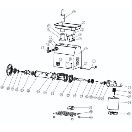 Hachoir à viande TK-22 en acier inoxydable Système Enterprise 22