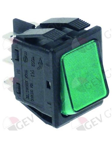 interruptor basculante 30x22mm verde 2CO 250V 16A iluminado empa