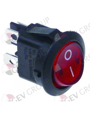 interruptor basculante 20mm rojo 2NO 250V 10A I O empalme conect