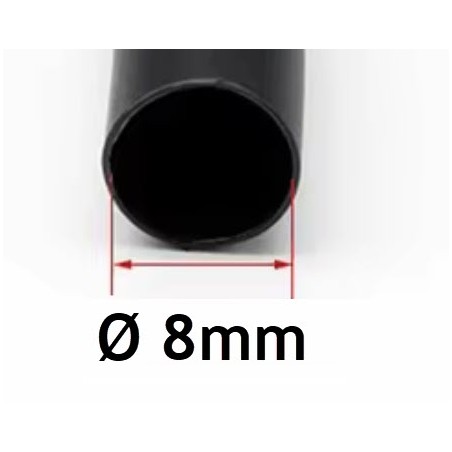 1000mm 2:1 Heat Shrink Tubing, Ø8mm, Black, Halogen-Free and Flame-Retardant Polyolefin
