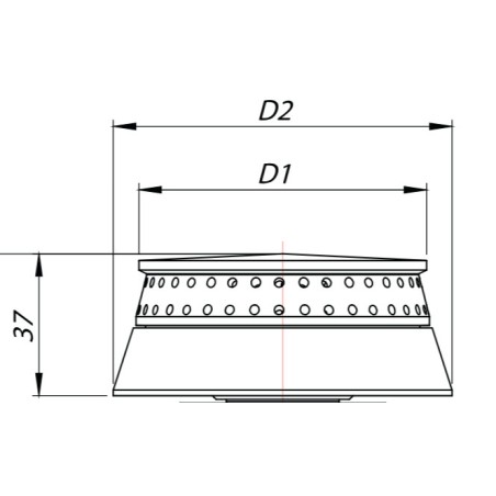 Brûleur 6000W Liva cuisine Turhan H38mm série 600 D1Ø76mm D2Ø90mm