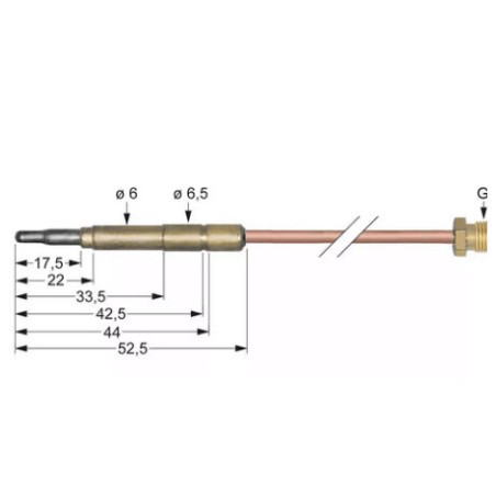 termopar conexión para conector ø6,0(6,5)mm M8x1 L 320mm Gas Turhan